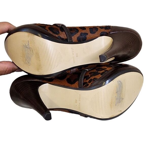 Nine West- Leopard Print Dyed Hair Guffaw T Strap Heels Pumps, Size 8 - Picture 10 of 12